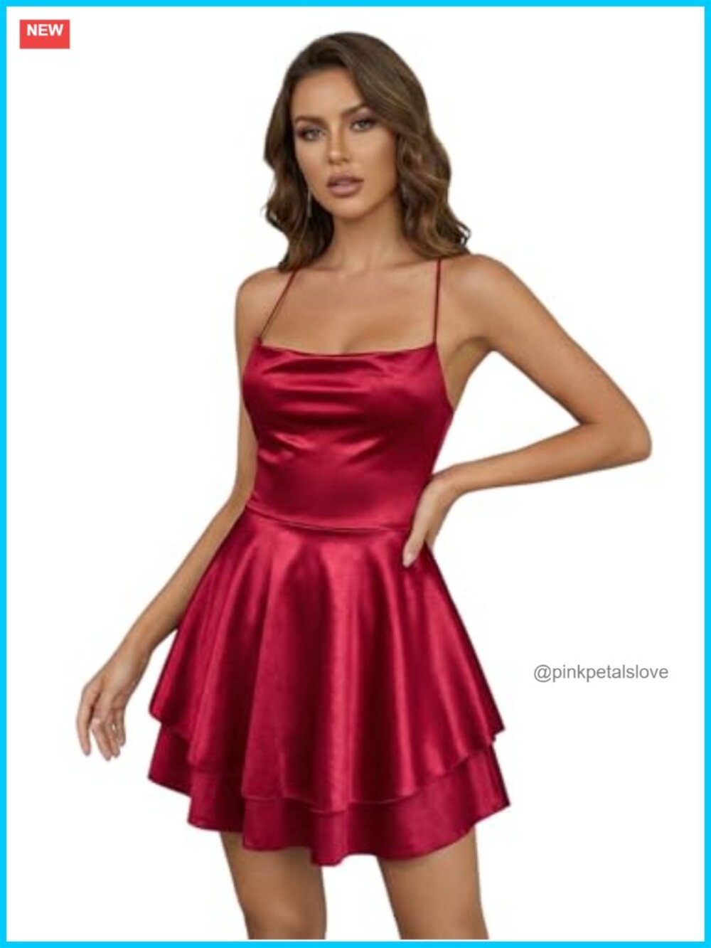 Satin Mini Dress Backless Crisscross Square Neck Ruffled Cocktail Party